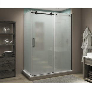 ASTON Coraline XL 60" - 64" W x 38" D x 80" H Frameless Rectangle Sliding Shower Enclosure, Frosted Glass