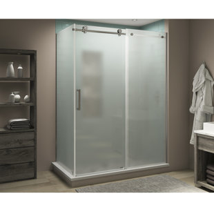 ASTON Coraline XL 56" - 60" W x 38" D x 80" H Frameless Rectangle Sliding Shower Enclosure, Frosted Glass