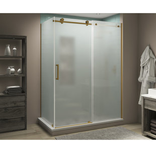 ASTON Coraline XL 44" - 48" W x 30" D x 80" H Frameless Rectangle Sliding Shower Enclosure, Frosted Glass