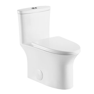 Kingsman Hardware 1.2 GPF Elongated Floor Mounted One-Piece Toilet (Seat Included)