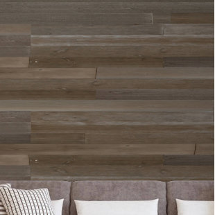 PORPORA 5" x 45" Reclaimed Peel and Stick Solid Wood Wall Paneling in Gray (Set of 36)