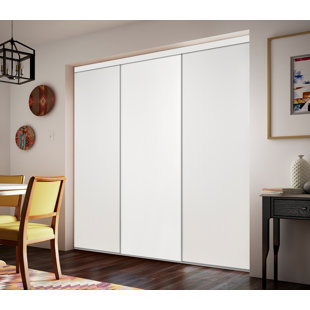 CUSTOM DOOR AND MIRROR 96'' Solid + Manufactured Wood Flush Unfinished Sliding Closet Doors