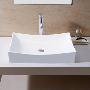 Novatto 13.75'' Glossy White Ceramic Rectangular Bathroom Sink