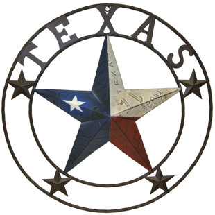 CHARLTON HOME® Chol Metal Texas Lone Star Inspirational Patriotic Circle Welcome Sign Wall Mounted Outdoor Décor