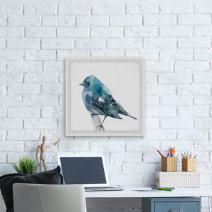 Chubby Blue Bird Framed On Paper by Parvez Taj Print