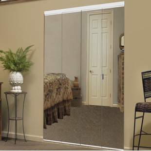 CUSTOM DOOR AND MIRROR 96'' Solid + Manufactured Wood Mirrored Bi-Fold Door