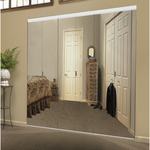 CUSTOM DOOR AND MIRROR 96'' Solid + Manufactured Wood Mirrored Bi-Fold Door