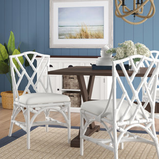 BEACHCREST HOME™ Alderson Cotton Rattan Cross Back Side Chair (Set of 2)