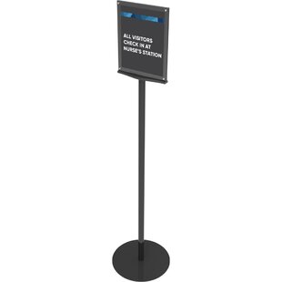 DEFLECT-O CORPORATION Magnetic Sign Stand, Dual Sided, 12-15/16"x12-15/16",56", BK