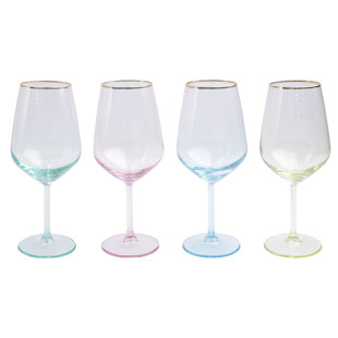 VIVA BY VIETRI Rainbow 15oz. Handmade Wine Glass Set (Set of 4)