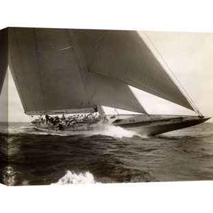 LONGSHORE TIDES J Class Sailboat, 1934 by Edwin Levick - Wrapped Canvas Print