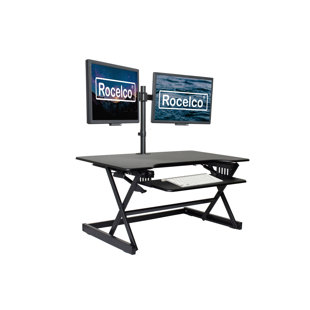 INBOX ZERO Rocelco Retractable Keyboard Tray Large Height Adjustable Standing Desk Converter