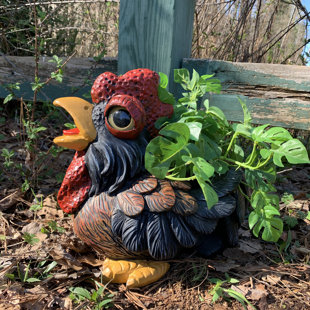HOMESTYLES Country Critters Rooster "Lucky" Planter Whimsical Garden Statue