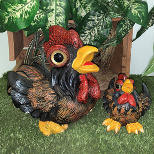HOMESTYLES Country Critters Rooster "Lucky & Jr." Whimsical Garden Statue