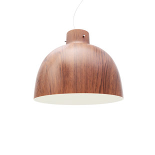 KARTELL Bellissima Suspension Ceiling Lamp in Wood Finish Exterior and White Interior by Ferruccio Laviani