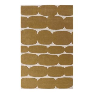 LOOMY Brick Road Handmade Tufted Wool/Cotton Mustard Yellow/Ivory Area Rug