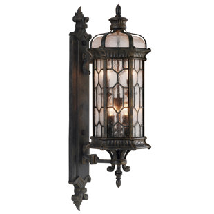 FINE ART HANDCRAFTED LIGHTING Devonshire Antiqued Bronze/Gold 32" H Outdoor Wall Lantern