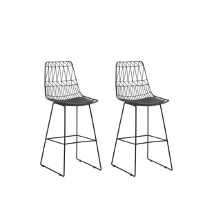17 STORIES Crestline Upholstered 76cm Counter Stool with Metal Frame (Set of 2)