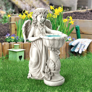 DESIGN TOSCANO Angelique's Garden Splash Angel Birdbath Statue