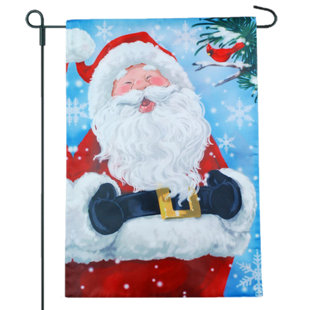 JEC HOME GOODS Christmas Santa Cardinal 2-Sided Burlap 18 x 13 in. Garden Flag