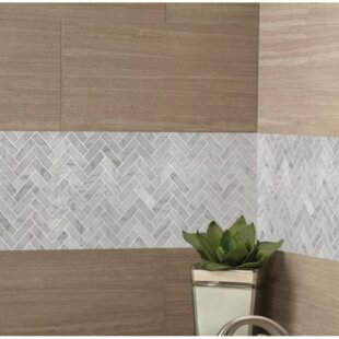 PORPORA 12” x 12” Carrara White Herringbone Mosaic Marble Tile Sheets Polished