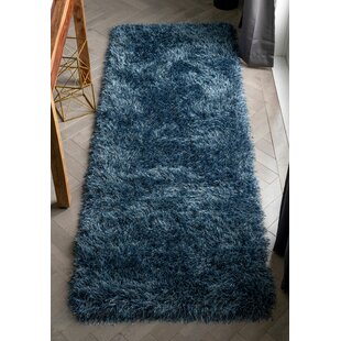 WELL WOVEN Kuki Chie Glam Solid Ultra-Soft Indigo Blue Shag Rug