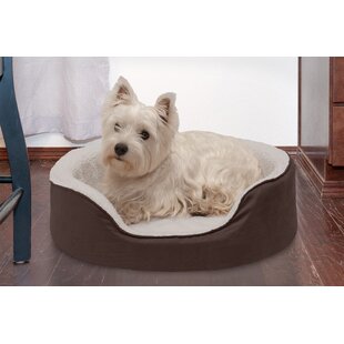 FURHAVEN Faux Sherpa & Suede Oval Dog Bed