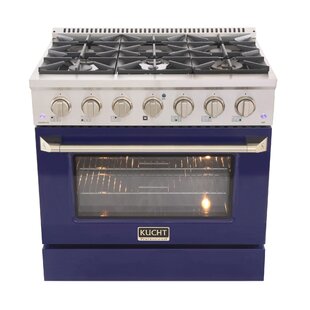 Kucht 36" 5.2 Cubic Feet Smart Retro Dual Fuel Free Standing Range with 6 Burners