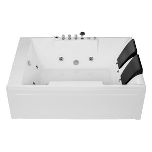 EMPAVA 71.625'' x 48.0625'' Alcove / Tile In Whirlpool Plastic / Acrylic Bathtub with Faucet