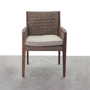 COURTYARD CASUAL FURNITURE Eucalyptus Outdoor Dining Armchair with Sunbrella Cushion