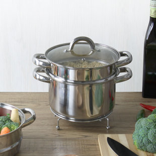 SQ Professional Lustro 3-tier Stainless Steel Steamer Pot 24cm with Glass Lid