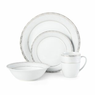 FITZ AND FLOYD Gold Serif 32-Piece Porcelain Dinnerware Set, Service for 8