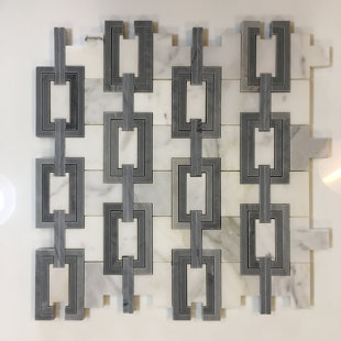 MEDICI & CO. Waterjet Stone Mosaics 12" x 12" Natural Stone/Metal Nantucket Mosaic Wall & Floor Tile