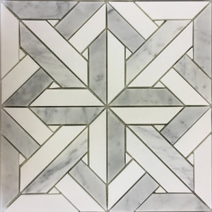MEDICI & CO. 12" x 12" Marble Basketweave Mosaic Wall & Floor Tile