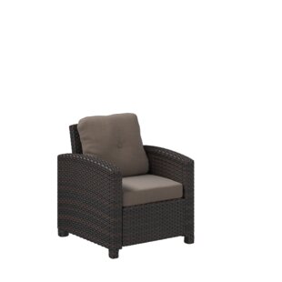 PATIOSENSE Miles Patio Sense Miles Club Chair Patio Armchair with Khaki Cushions durable & Fade Resistant - Mocha Wicker