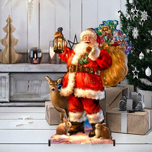 DESIGNOCRACY Woodland Santa Home and Outdoor Decor Lawn Art