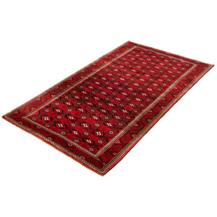 ECARPETGALLERY One-of-a-Kind Rectangle 5'2" X 10' 1970s Wool Area Rug in Red/Black