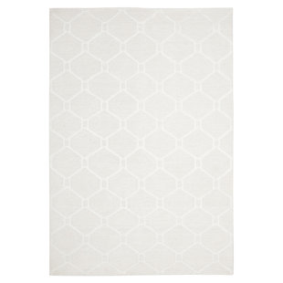 MARTHA STEWART RUGS Geometric Hand-Knotted Milk White/Gray Area Rug