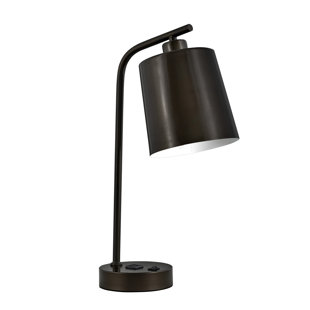 MEDALLION LIGHTING Confident Collection 21" Dark Bronze Desk Lamp with Outlet