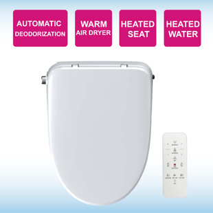 WOODBRIDGE Elongated Electric Manual Bidet Toilet Seat With Self Cleaning Dual Nozzles, Rear & Feminine Cleaning, Heated Seat, Night Light, Wireless Remote, Warm Water