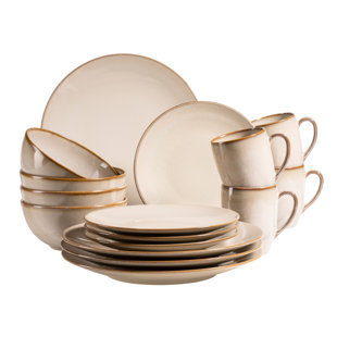 MÄSER Ossia 16 Piece Porcelain China Dinnerware Set - Service for 4 (Set of 16)