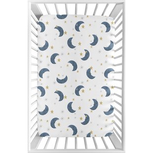 SWEET JOJO DESIGNS Moon Bear Star Mini Fitted Crib Sheet