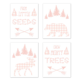 SWEET JOJO DESIGNS Woodland 4 - Piece Paper Print