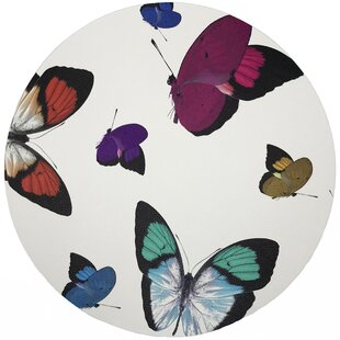 NICOLETTE MAYER Butterflies Vinyl Animals/Nature Round Placemat (Set of 4)