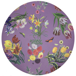 NICOLETTE MAYER Flora Fauna Vinyl Floral Round Placemat (Set of 4)