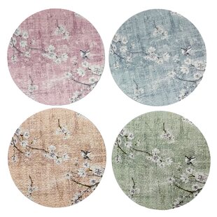 NICOLETTE MAYER Blossom Fantasia Pastel Floral Round 4 -Piece Coaster Set (Set of 4)