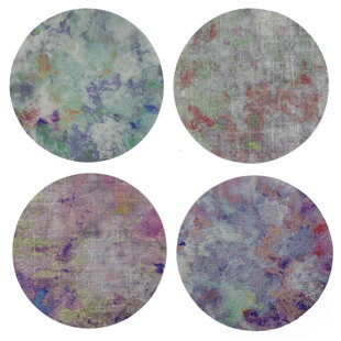 NICOLETTE MAYER Impressionism Abstract Round 4 -Piece Coaster Set (Set of 4)