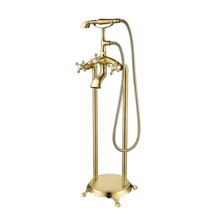 PENGFANG WORLDWIDE LLC Triple Handle Floor Mounted Tub Filler With Handshower