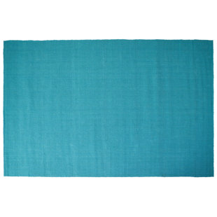 REBRILLIANT Mulkey Solid Colour Hand Woven Blue Area Rug