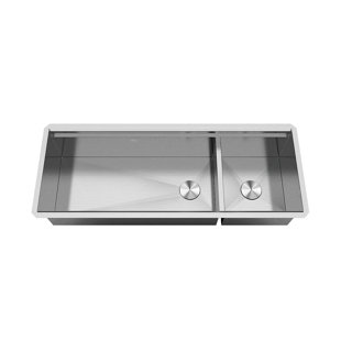 KINGSMAN HARDWARE All-in-one Workstation 48" x 19" Double Bowl Undermount Kitchen Sink